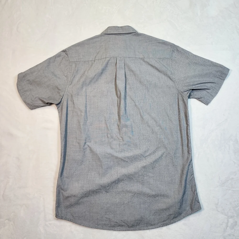 Quiksilver Gray Woven Button Down Shirt Short Sleeve Casual Size Small